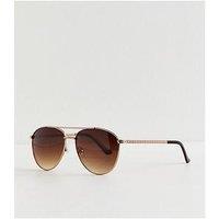 New Look Tone Metal Aviator Sunglasses - Gold