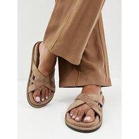 New Look Faux Suede Toe Loop Flat Sandals - Light Brown