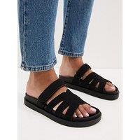 New Look Faux Suede Chunky Interwoven Strap Flat Sandals - Black