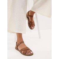New Look Wide Fit Tan Cross Over Flat Sandals