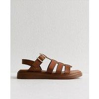 New Look Wide Fit Tan Faux Leather Chunky Gladiator Sandals - Brown