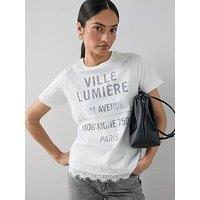 The Very Collection Lace Graphic T-Shirt - Cream