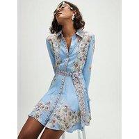 River Island Godet Shirt Dress - Blue