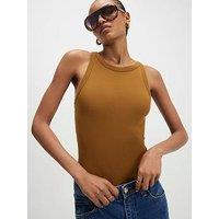 River Island Short Rib Strappy Tank - Brown
