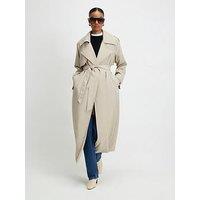 River Island Collared Long Sleeve Trench Coat- Cream