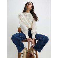 River Island Long Sleeve Broderie Shirt - White