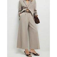 River Island Premium Cropped Wide Leg Trousers - Cream