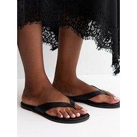 New Look Black Faux Leather Toe Post Sandals