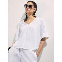 River Island Epp Linen Short Sleeve Shirt - White