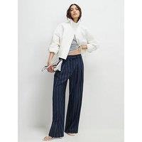 River Island Pinstripe Wide Leg Trouser - Blue