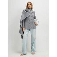 River Island Long Sleeve Stripe Db Cape Blazer - Grey