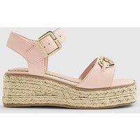 River Island Older Girls Heart Charm Wedge Sandals - Pink