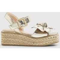 River Island Older Girls Metallic Bow Wedge Sandals - Gold