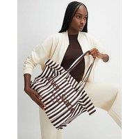 River Island Stripe Roll Top Bag - Brown