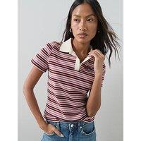 The Very Collection Short Sleeve Stripe Rugby Top - Multi
