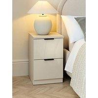 The Very Collection Palma Glass 2 Drawer Bedside Chest - Oatmeal