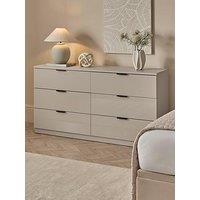 The Very Collection Palma Glass 6 Drawer Chest - Oatmeal