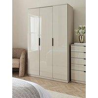 The Very Collection Palma Glass 3 Door Wardrobe - Oatmeal