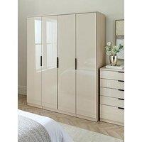 The Very Collection Palma Glass 4 Door Wardrobe - Oatmeal