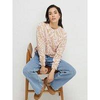 River Island Long Sleeve Zebra Cosy Top - Pink