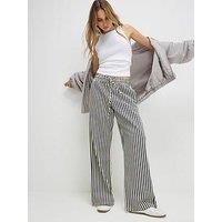 River Island Wide Leg Striped Trousers - White