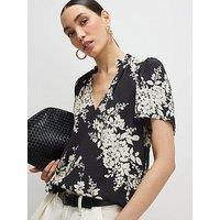 River Island Floral Short Sleeve Top - Black
