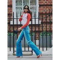 River Island High Waisted Relaxed Flare Jeans - Blue