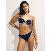 River Island Rope Trim Bikini Top - Blue