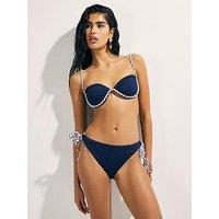River Island Rope Trim Bikini Bottoms - Blue