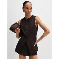 River Island Brown Longline Tailored Waistcoat - Brown