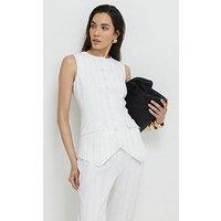 River Island Short Stripe Co-Ord Longline Waistcoat - Cream