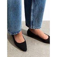 New Look Faux Suede Ballerina Flats - Black