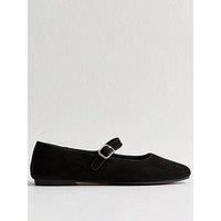 New Look Faux Suede Mary Jane Ballet Flats - Black