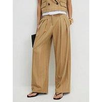 River Island Pinstripe Co-Ord Wide Leg Trouser - Beige