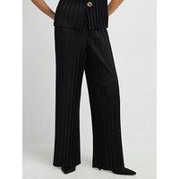 River Island Black Plisse Wide Leg Trouser Co-Ord