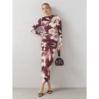 The Very Collection Ruched Midi Dress - Multi