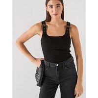Versace Jeans Couture Buckle Strap Vest Top - Black