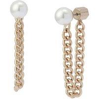 Allsaints Pearl Chain Front Back Earrings - Gold