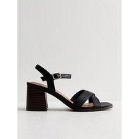 New Look Faux Leather Block Heel Sandals - Black