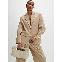 River Island Long Sleeve Oversized Blazer - Beige