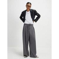 River Island Tie Front High Waisted Trouser - Grey