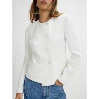 River Island Long Sleeve Db Short Cape Blazer - White