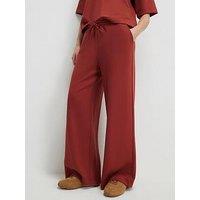 River Island High Waisted Premium Wide Leg Joggers - Red