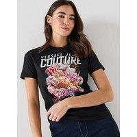 Versace Jeans Couture 80Dp613 R Sea Life Strass T-Shirt - Black