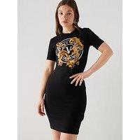 Versace Jeans Couture V- Emblem Wave Dress - Black