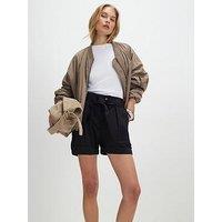 River Island Self Belt Rolled Hem Short - Black