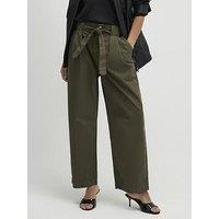 River Island Belted Wide Leg Trousers - Khaki Green