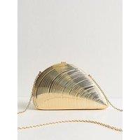 New Look Clam Shell Box Clutch Bag - Gold