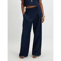 River Island High Waisted Wide Leg Trouser - Blue