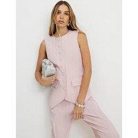 River Island Pink Stripe Longline Waistcoat Co-Ord